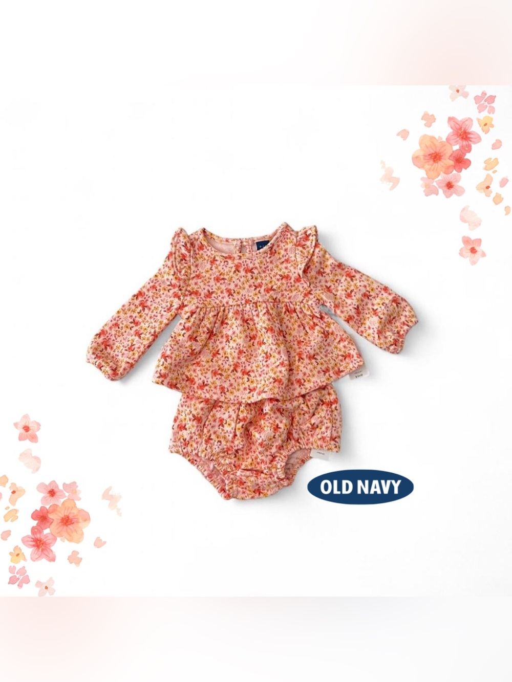 Old Navy Pink and Orange Floral Diaper Cover Set